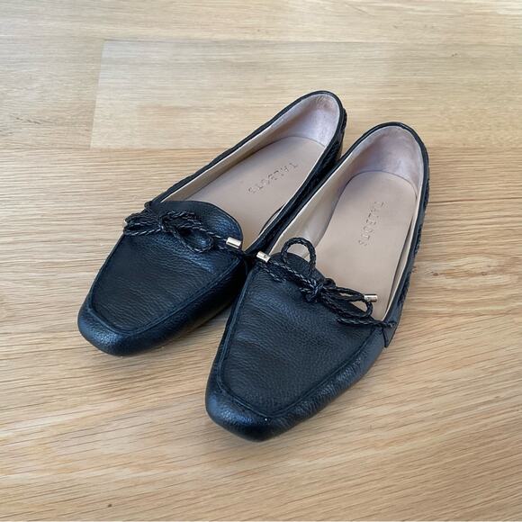 Talbots Jessie Black Pebbled Leather Driving Moccasin Loafers 7.5 - Picture 1 of 12
